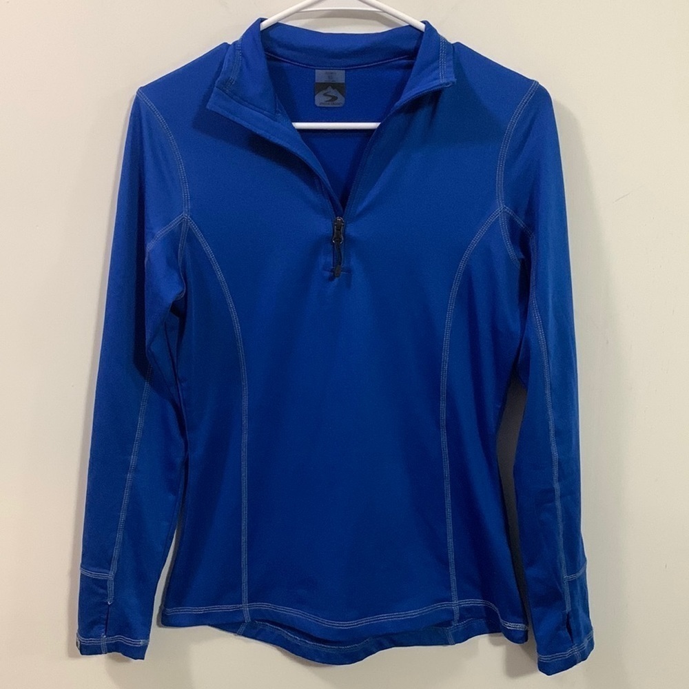 Storm Creek Active Wear quarter zip, Size XS, Blue long sleeve thumb holes